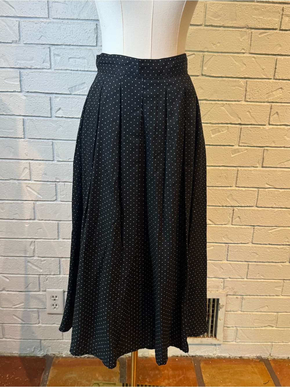 Vintage 90s Y2k Lizsport Black Polka Dot Skirt Womens 10
